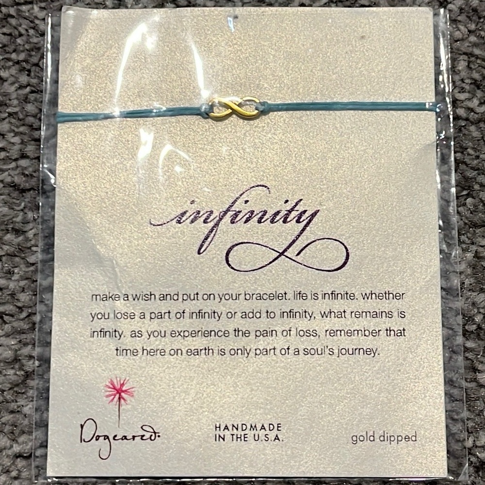 Dogeared infinity bracelet in turquoise color